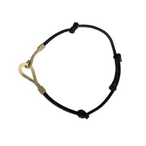 Anne Klein Latch Hook Gold Tone Braided Black Rope Leather‎ Adjustable ONE SIZE